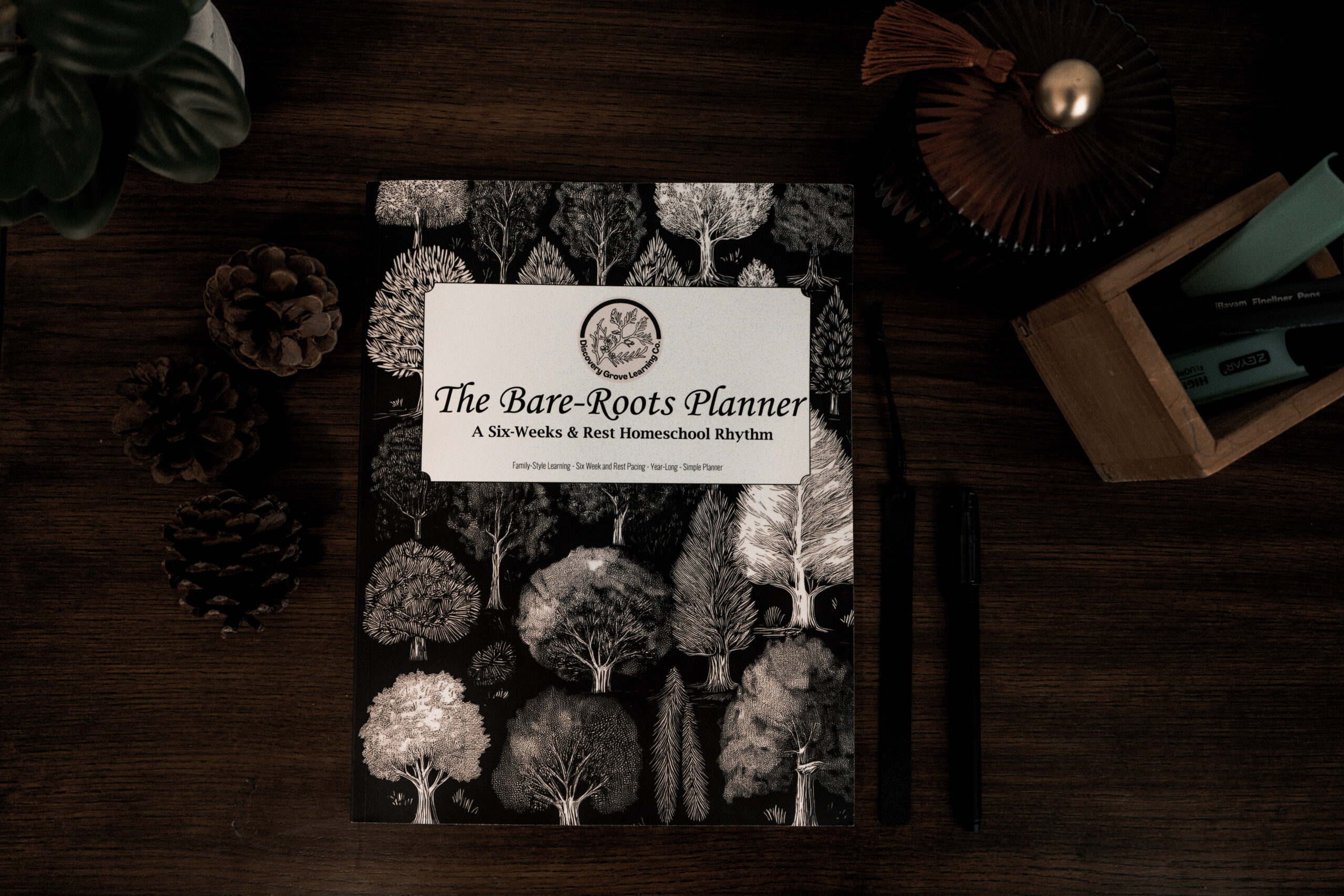bare-roots homeschool planner for a six weeks and rest homeschool plan.